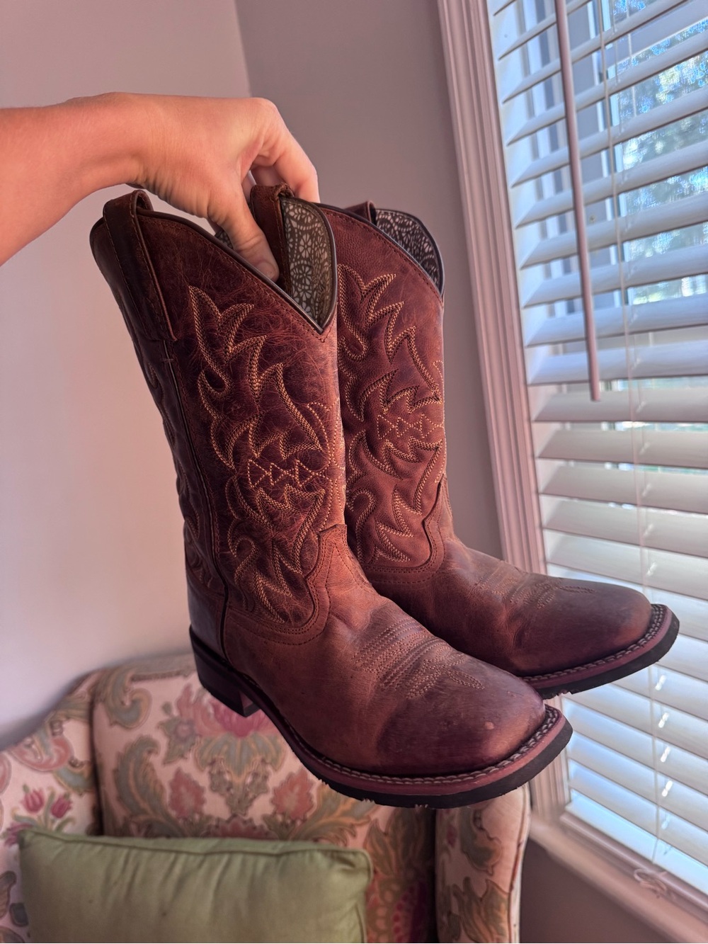 Laredo Brown Leather Western Lace-Up Boots